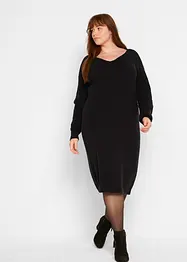 Robe en maille à décolleté en V, longueur genou, bonprix