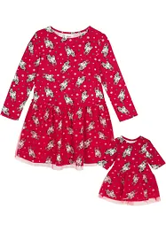 Robe fille en jersey + robe de poupée, bonprix