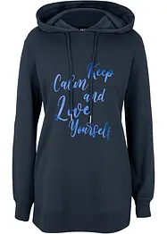 Sweat-shirt sport et féminin avec inscription métallisée, fentes latérales pour une plus grande liberté de mouvement, capuche., bonprix