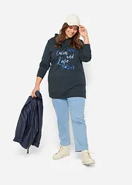 Sweat-shirt sport et féminin avec inscription métallisée, fentes latérales pour une plus grande liberté de mouvement, capuche., bonprix