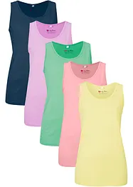 Lot de 5 débardeurs longs 100% coton, bonprix
