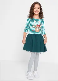 Robe en jersey fille avec tulle et imprimé Noël, bonprix