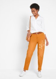 Pantalon en twill avec patches et taille confortable, Mom-Fit, bpc bonprix collection