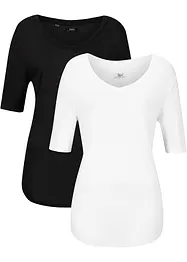 Lot de 2 t-shirts en viscose doux, bonprix