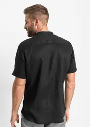 Chemise manches courtes en lin à col montant, bonprix