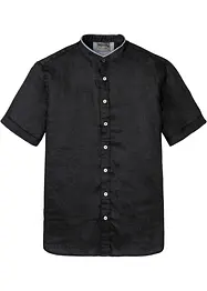 Chemise manches courtes en lin à col montant, bonprix