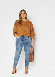 Jean slim à broderie florale, bonprix