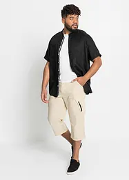 Chemise manches courtes en lin à col montant, bonprix