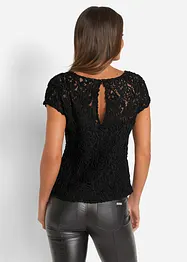 Blouse t-shirt en dentelle cordée, bonprix