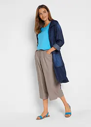 Pantalon en lin majoritaire, longueur 3/4, bonprix