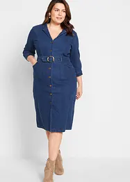 Robe midi en jean avec ceinture, bonprix