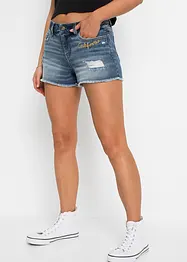 Short en jean à broderie, bonprix