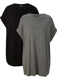 Lot de 2 T-shirts longs 100% coton, bonprix