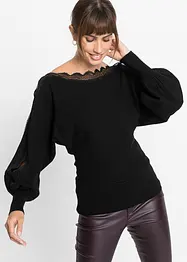 Pull en fine maille avec dentelle, bonprix