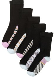 Lot de 5 paires de chaussettes bord non comprimant avec coton, bpc bonprix collection