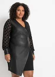 Robe avec empiècement enduit et manches en dentelle, bonprix