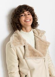 Veste biker longue avec doublure peluche, RAINBOW