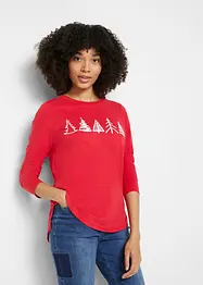 T-shirt coton à manches longues avec motif Noël, bonprix