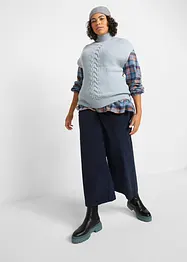 Pantalon large en velours côtelé à taille haute élastiquée, longueur cheville, bonprix