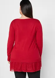 Pull en viscose avec dentelle et plissé, bonprix