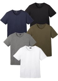 Lot de 5 T-shirts col V, bpc bonprix collection