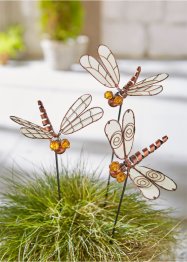 Lot de 3 piquets de jardin libellule avec ailes lumineuses, bpc living bonprix collection