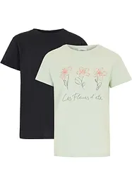 Lot de 2 T-shirts basiques avec imprimé, bonprix