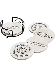 Lot de 6 sous-verres avec citations, sur un support, bonprix