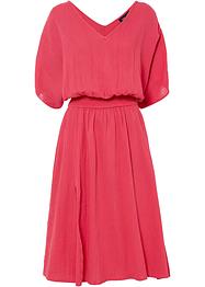 Robe en mousseline avec smock à la taille et manches descendues, bpc bonprix collection