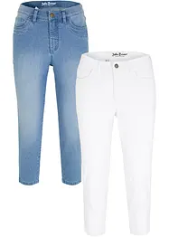 Lot de 2 jeans slim, taille moyenne, longueur genou, bonprix