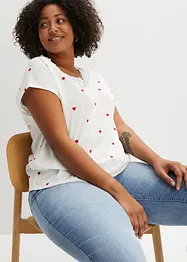 T-shirt imprimé avec dentelle, bonprix