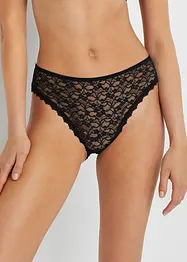 Lot de 3 slips Maxi échancrés en dentelle recyclée, bonprix