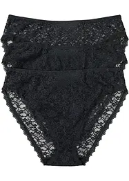 Lot de 3 slips Maxi échancrés en dentelle recyclée, bonprix