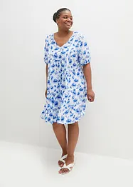 Robe-tunique tissée avec détails en dentelle et manches ballon, longueur genou, bonprix