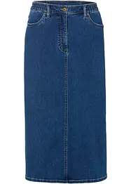 Jupe midi en jean extensible légèrement évasée avec taille confortable, bonprix