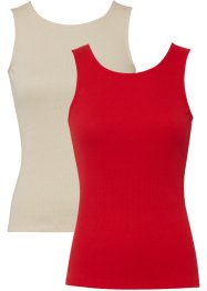 Lot de 2 tops côtelés en coton bio, bonprix