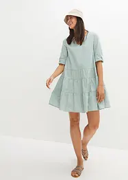 Robe-chemise courte finement côtelée, manches 3/4, bonprix