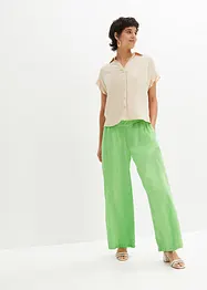 Pantalon Marlène taille haute, smockée et confortable avec lin majoritaire, bonprix