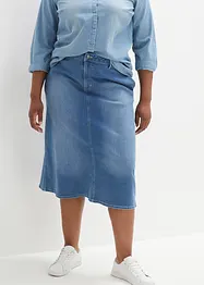 Jupe en jean extensible, longueur midi, bonprix