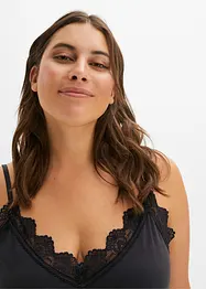 Nuisette coton à fines bretelles avec dentelle et fente côté, bonprix