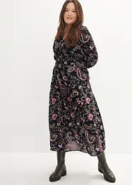 Robe longue froissée en coton avec smocks, bonprix