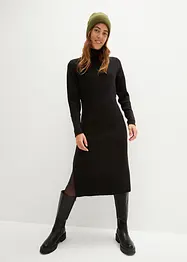 Robe en maille longueur midi avec col montant et fentes, bonprix