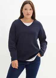 Pull col V en maille milano Essential, bonprix