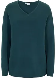 Pull col V en maille milano côtelée, bonprix