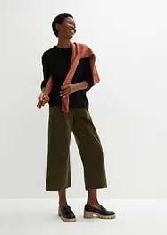 Jupe-culotte en velours côtelé stretch avec taille haute confortable, longueur 7/8, bonprix