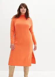 Robe en maille longueur midi avec col montant et fentes, bonprix