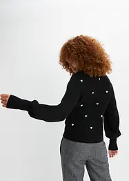 Pull avec cœurs brodés, bonprix