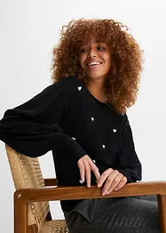 Pull avec cœurs brodés, bonprix