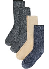 Lot de 4 paires de chaussettes côtelées en fil brillant, bpc bonprix collection