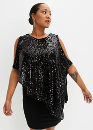 Robe à épaules dénudées à paillettes, bonprix